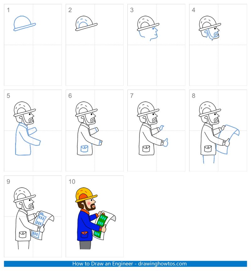 How to Draw an Engineer Step by Step