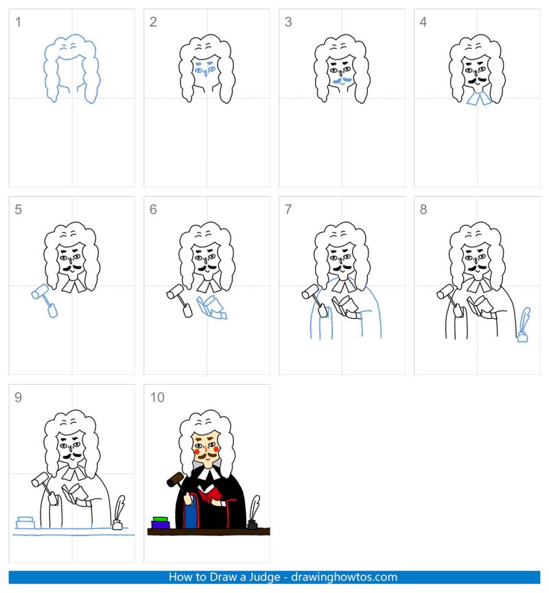 How to Draw a Judge Step by Step
