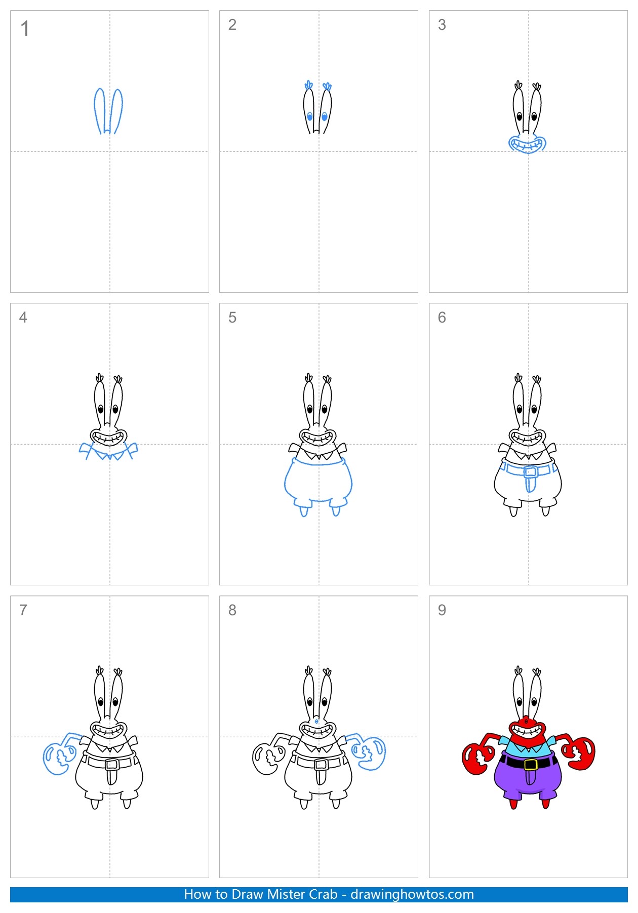 How to Draw Mister Crab Step by Step