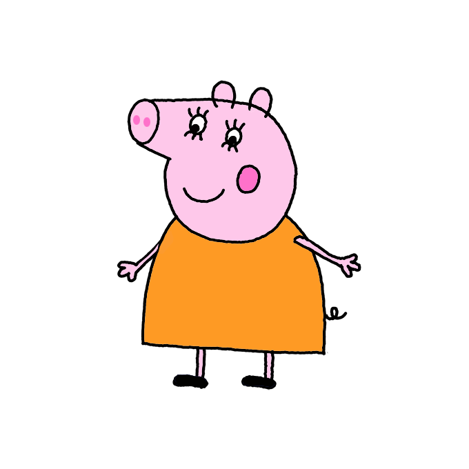 How to Draw Mummy Pig from Peppa Pig - Step by Step Easy Drawing Guides -  Drawing Howtos