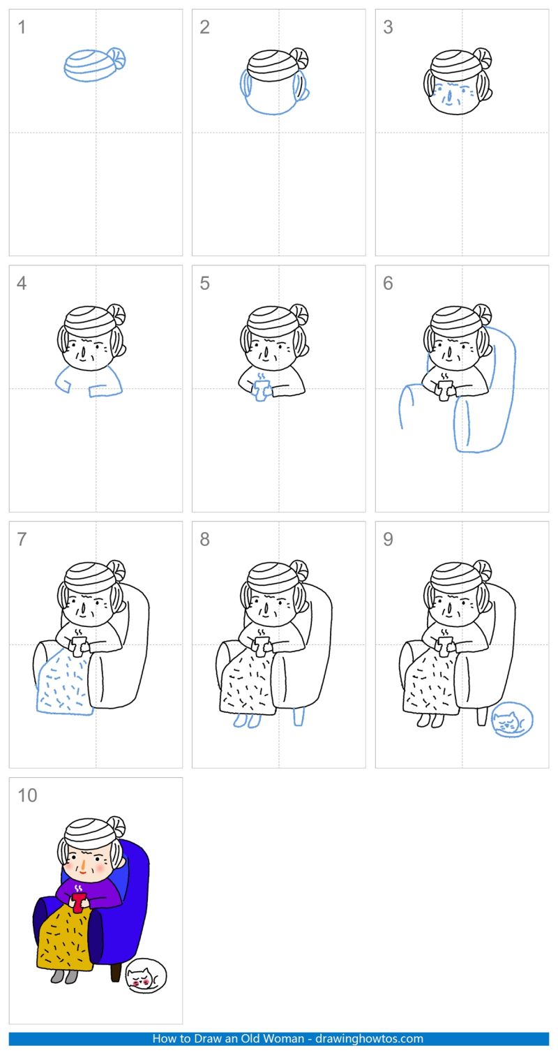 How to Draw an Old Woman Step by Step