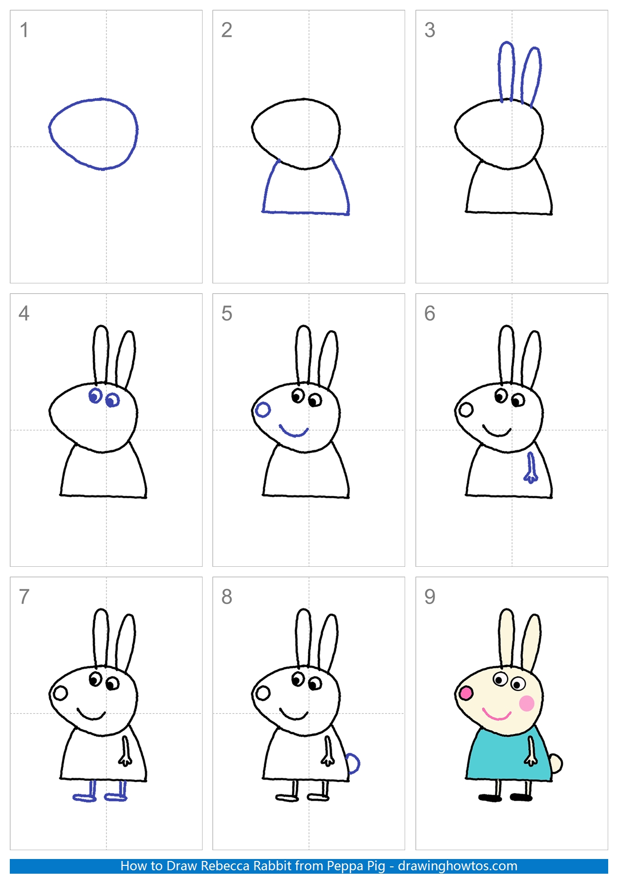 How to Draw Rebecca Rabbit from Peppa Pig Step by Step