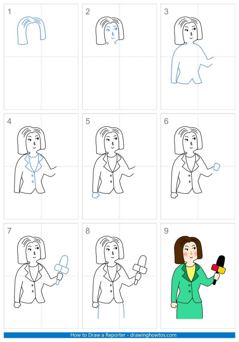 How to Draw a Reporter Step by Step