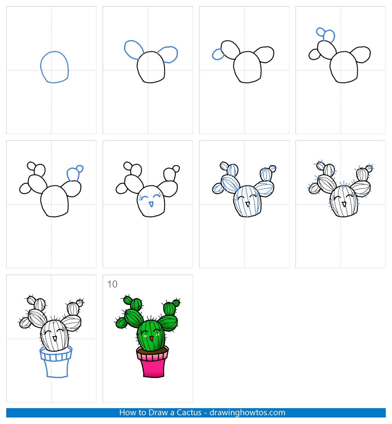 How to Draw a Cute Cactus Step by Step