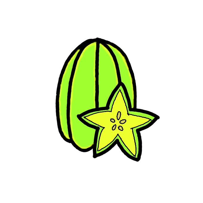 How to Draw a Star Fruit (Carambola) Easy