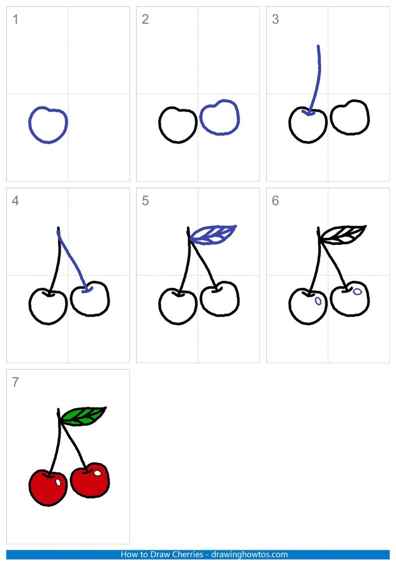 How to Draw Cherries - Step by Step Easy Drawing Guides - Drawing Howtos