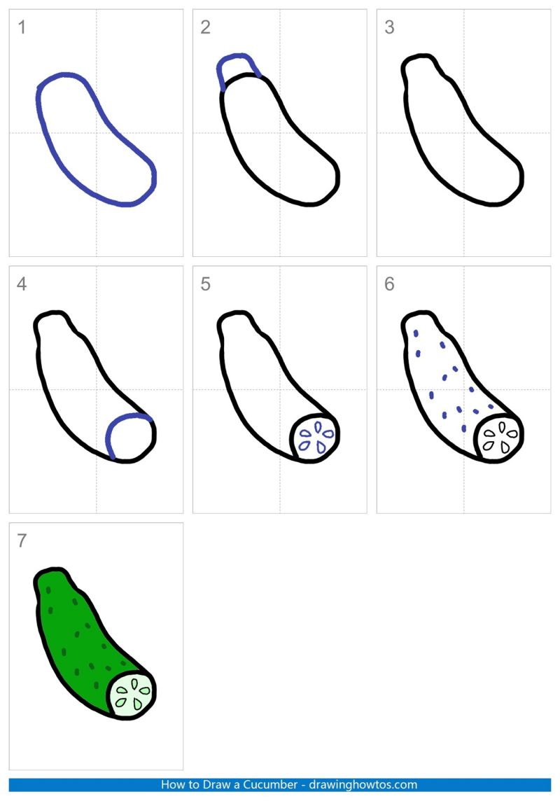 How to Draw a Cucumber Step by Step