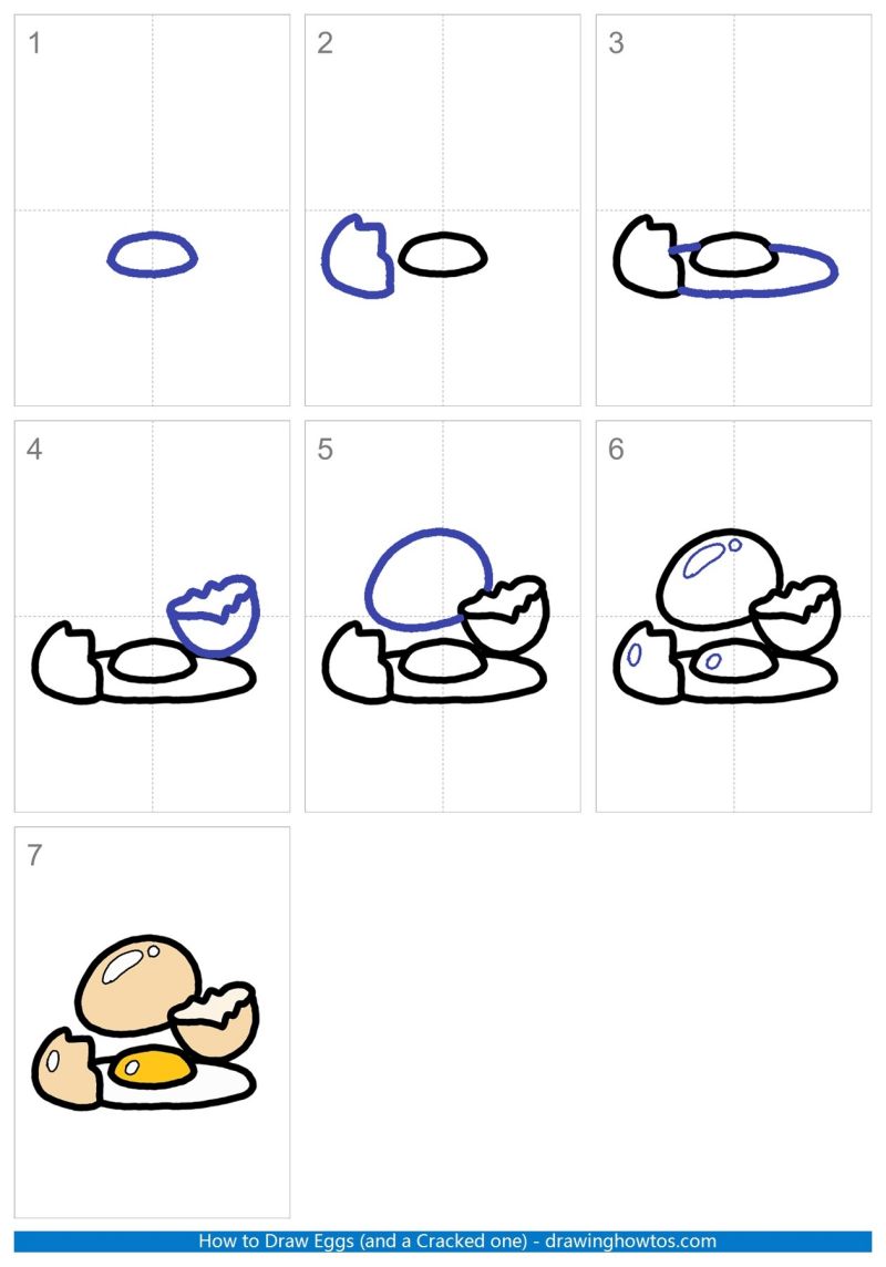 How to Draw Eggs (with a Cracked one) Step by Step