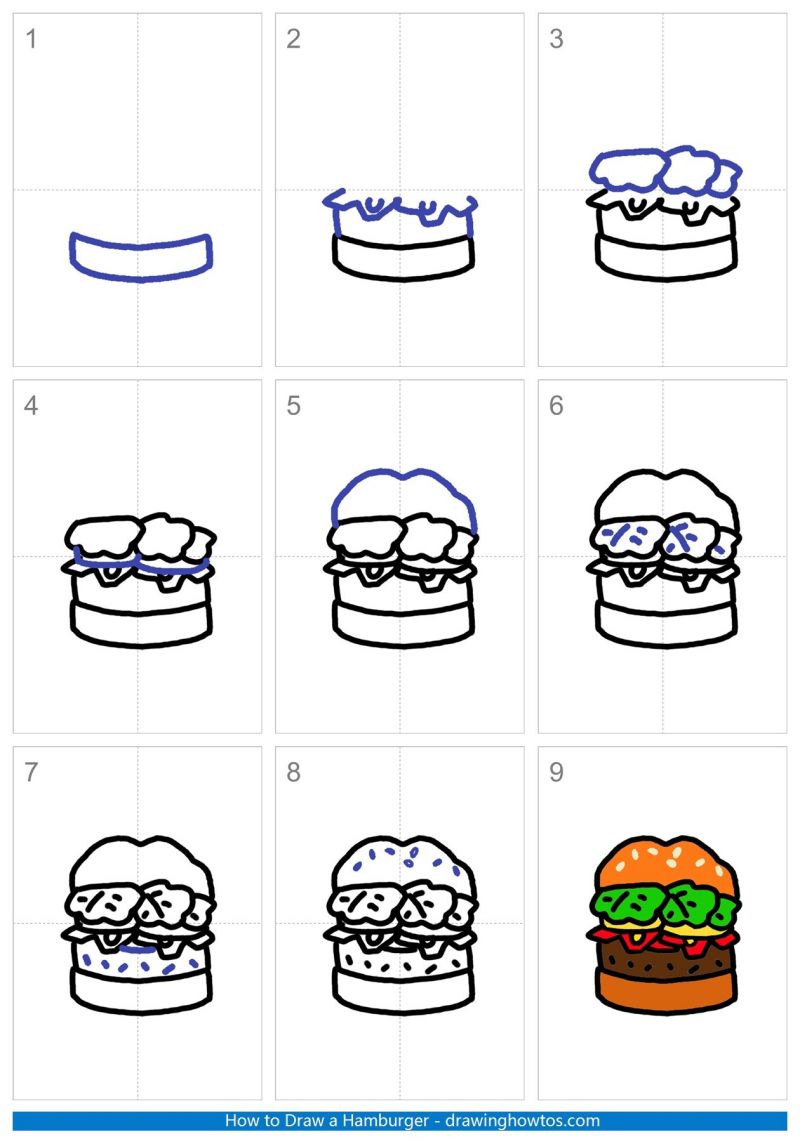 How to Draw a Hamburger Step by Step