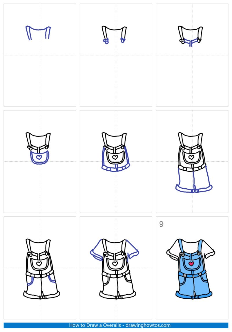 How to Draw Overalls Step by Step