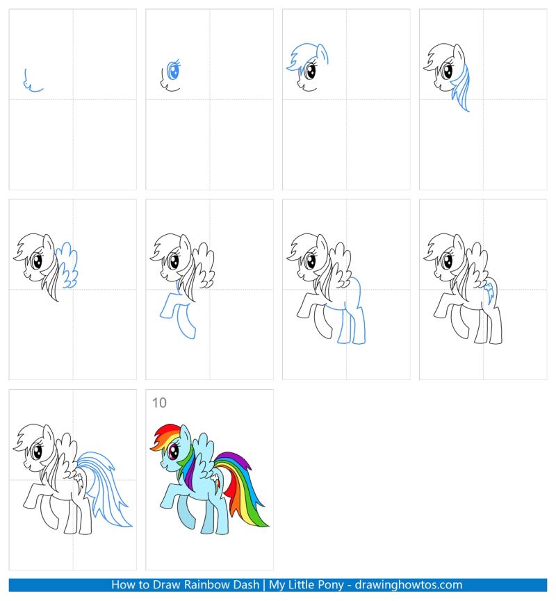 How to Draw My Little Pony Rainbow Dash Step By Step Easy 