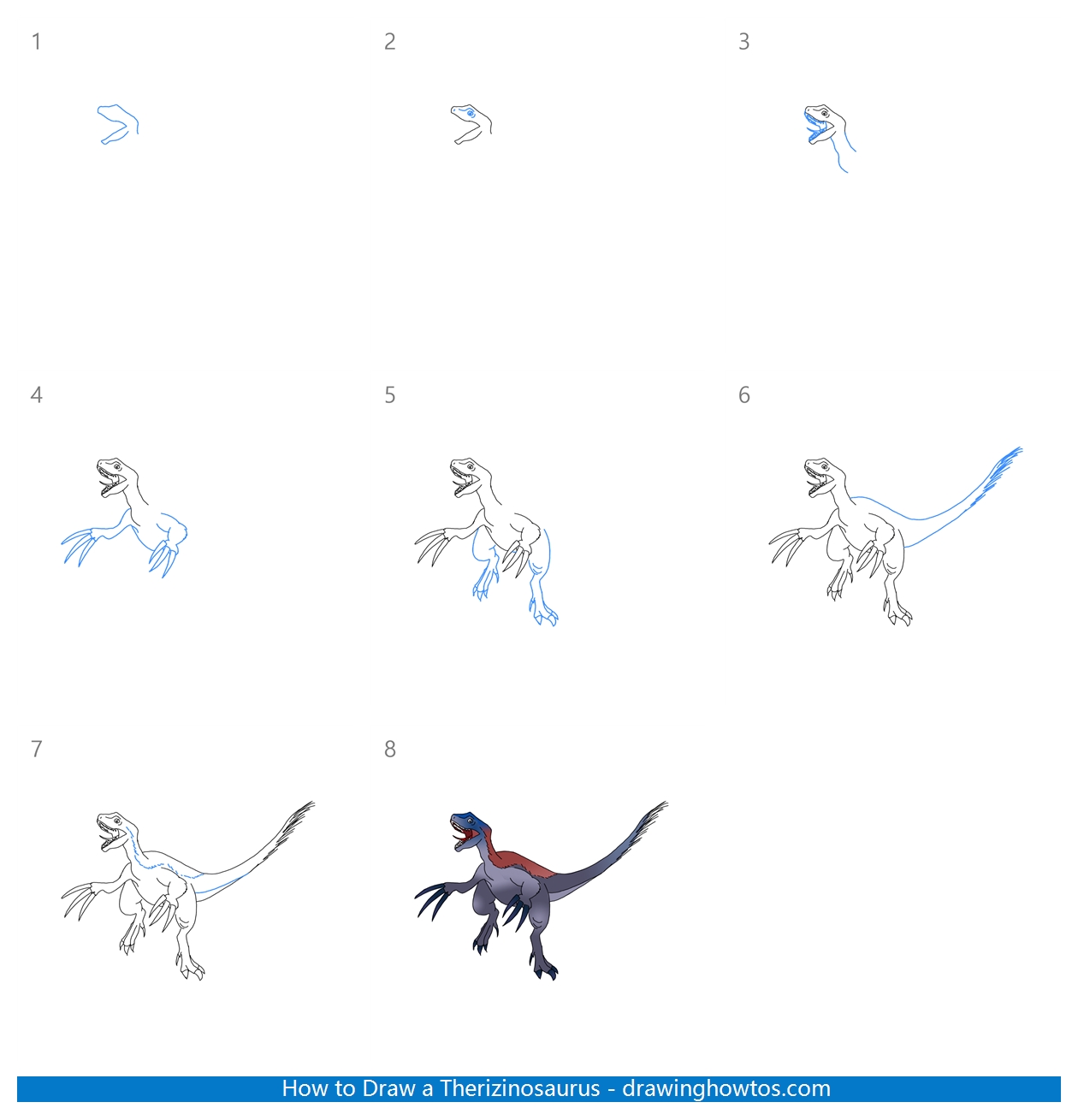 How to Draw a Therizinosaurus Step by Step