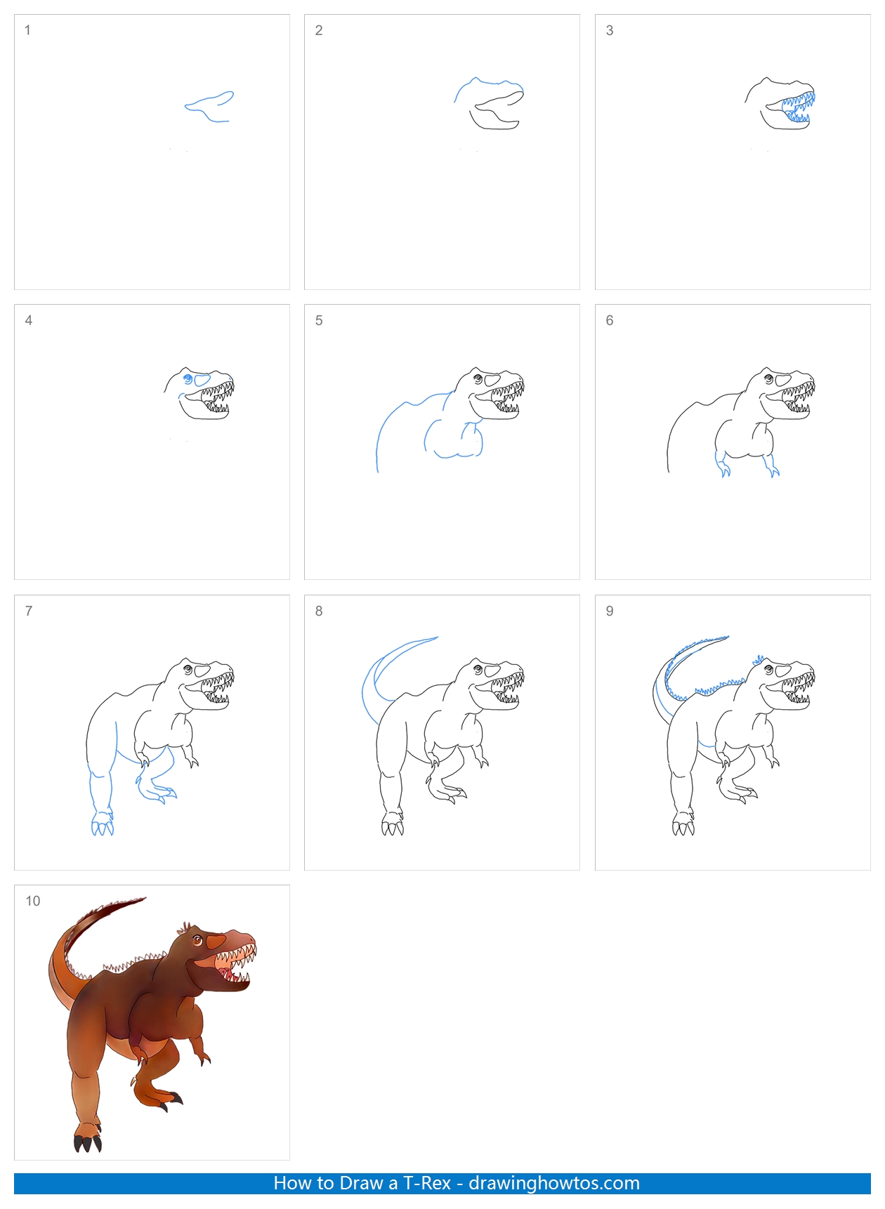 How to Draw a TRex Easy Step by Step Easy Drawing Guides Drawing