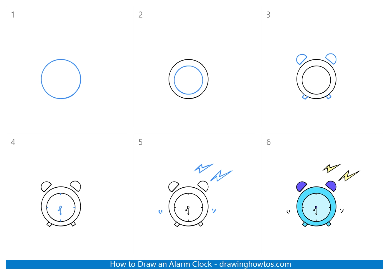 How to Draw an Alarm Clock Step by Step
