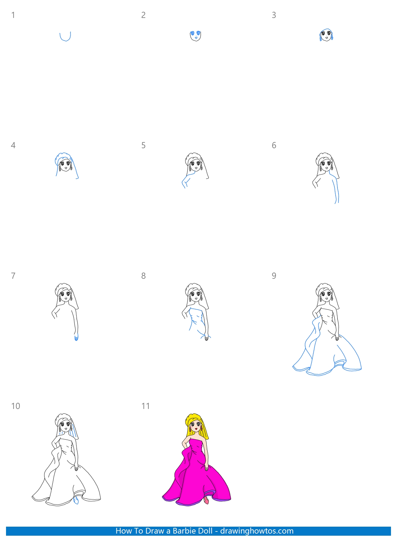 How to Draw a Barbie Doll Step by Step