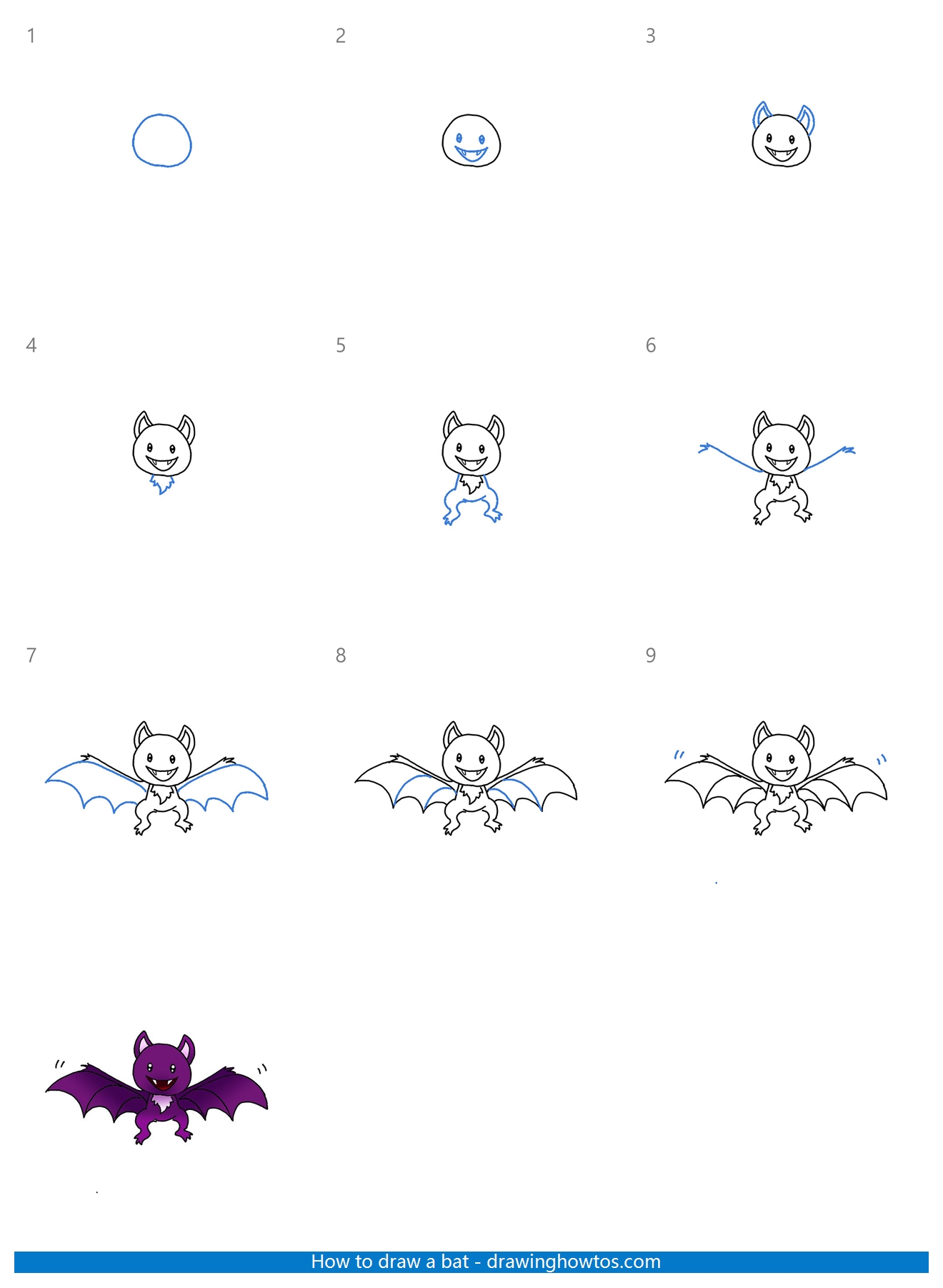How to Draw a Flying Bat Step by Step