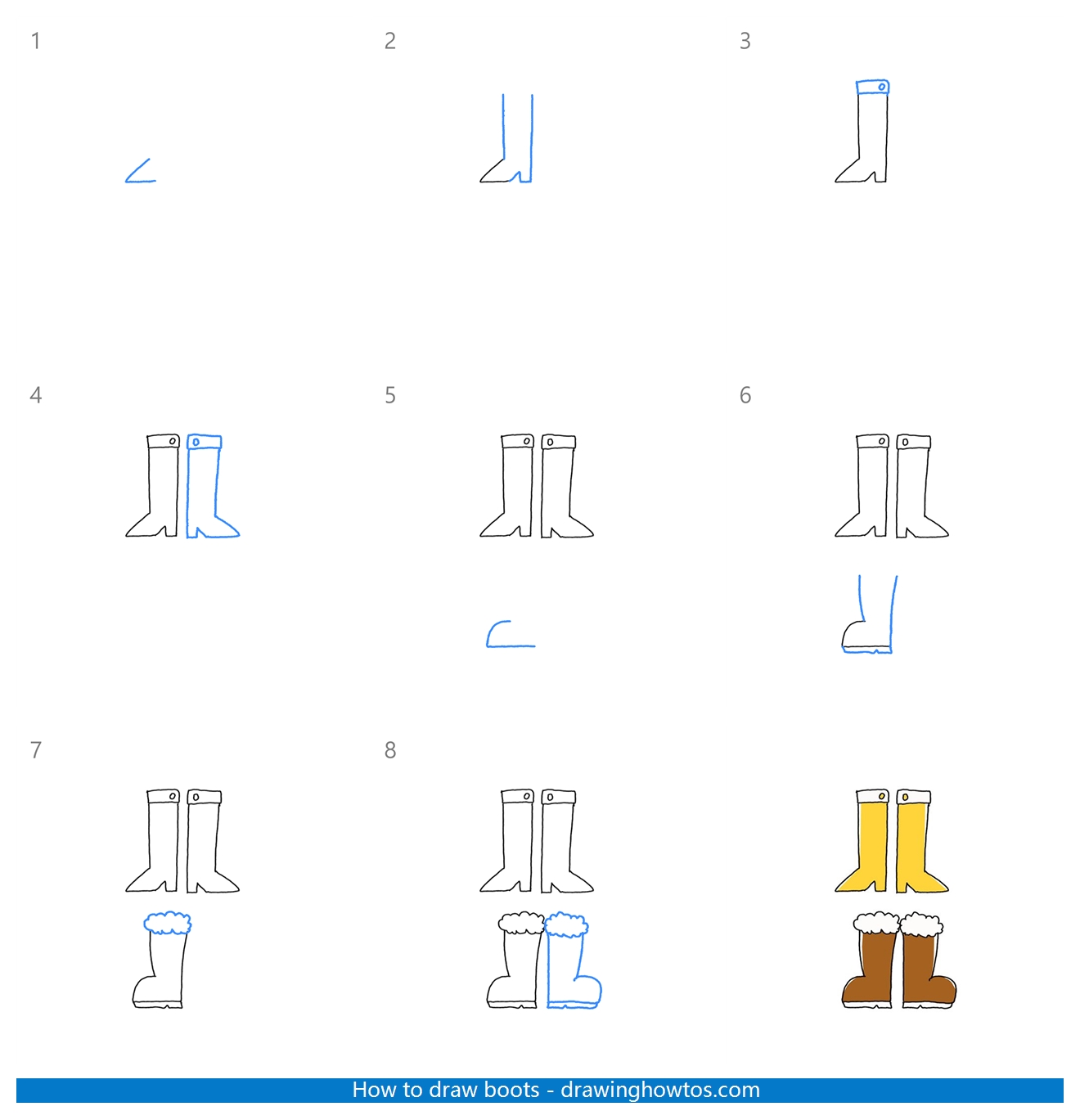 How to Draw Boots Step by Step