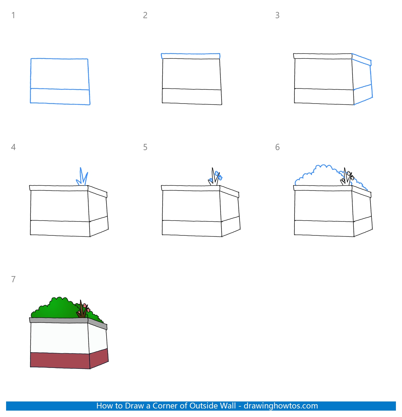 How to Draw a Corner of Outside Wall Step by Step