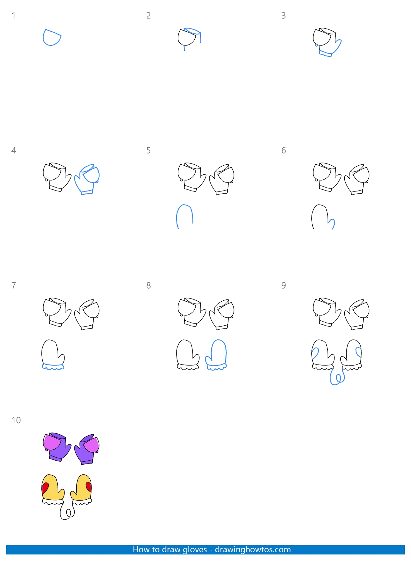 How to Draw Gloves Step by Step
