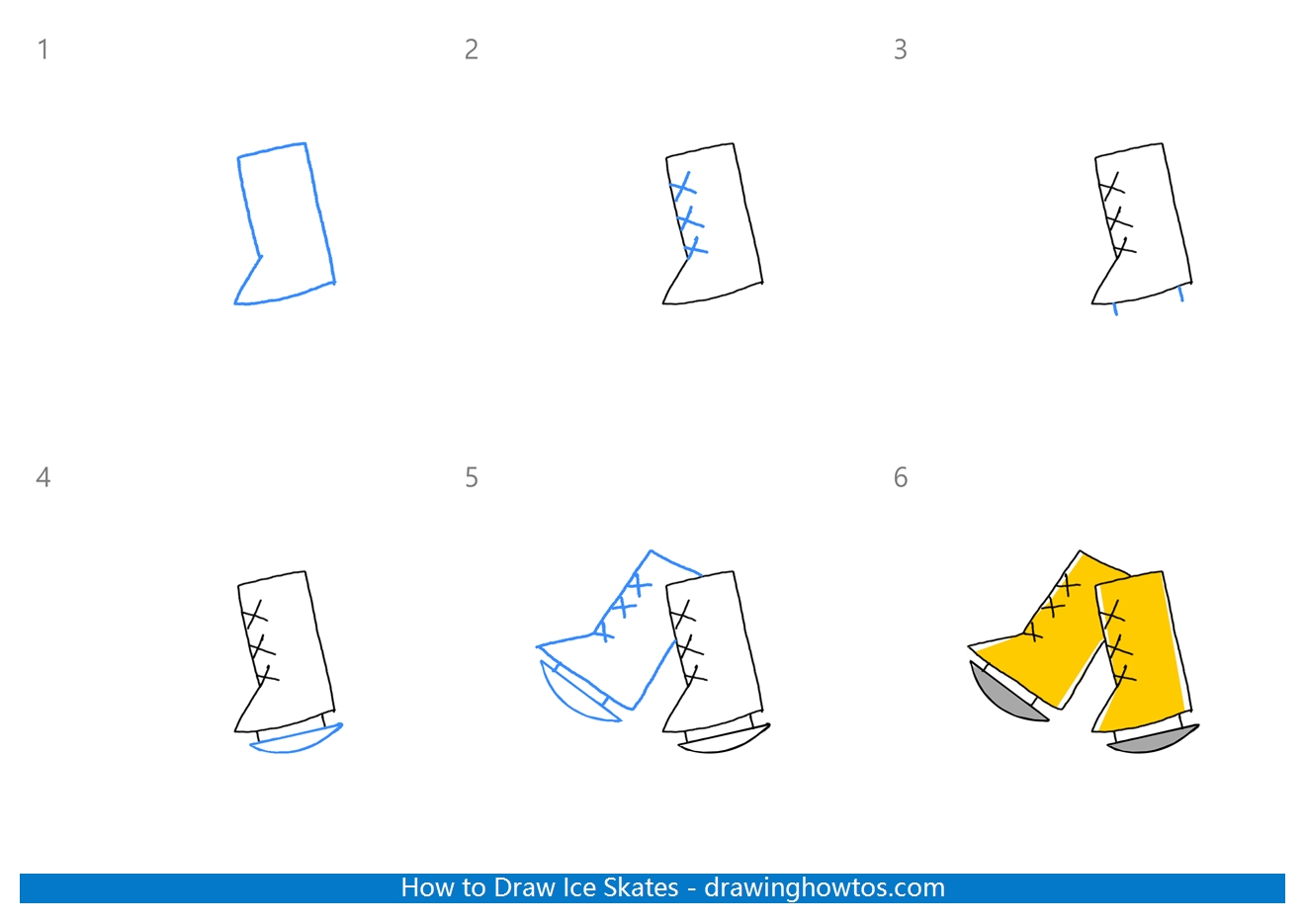 How to Draw Ice Skates Step by Step