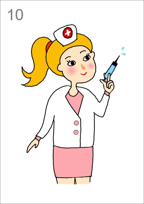 Illustration line drawing of a young medical nurse professional wearing  uniform scrubs and a phonendoscope or stethoscope A portrait of a doctor  looking at the camera isolated on white background 5632779 Vector