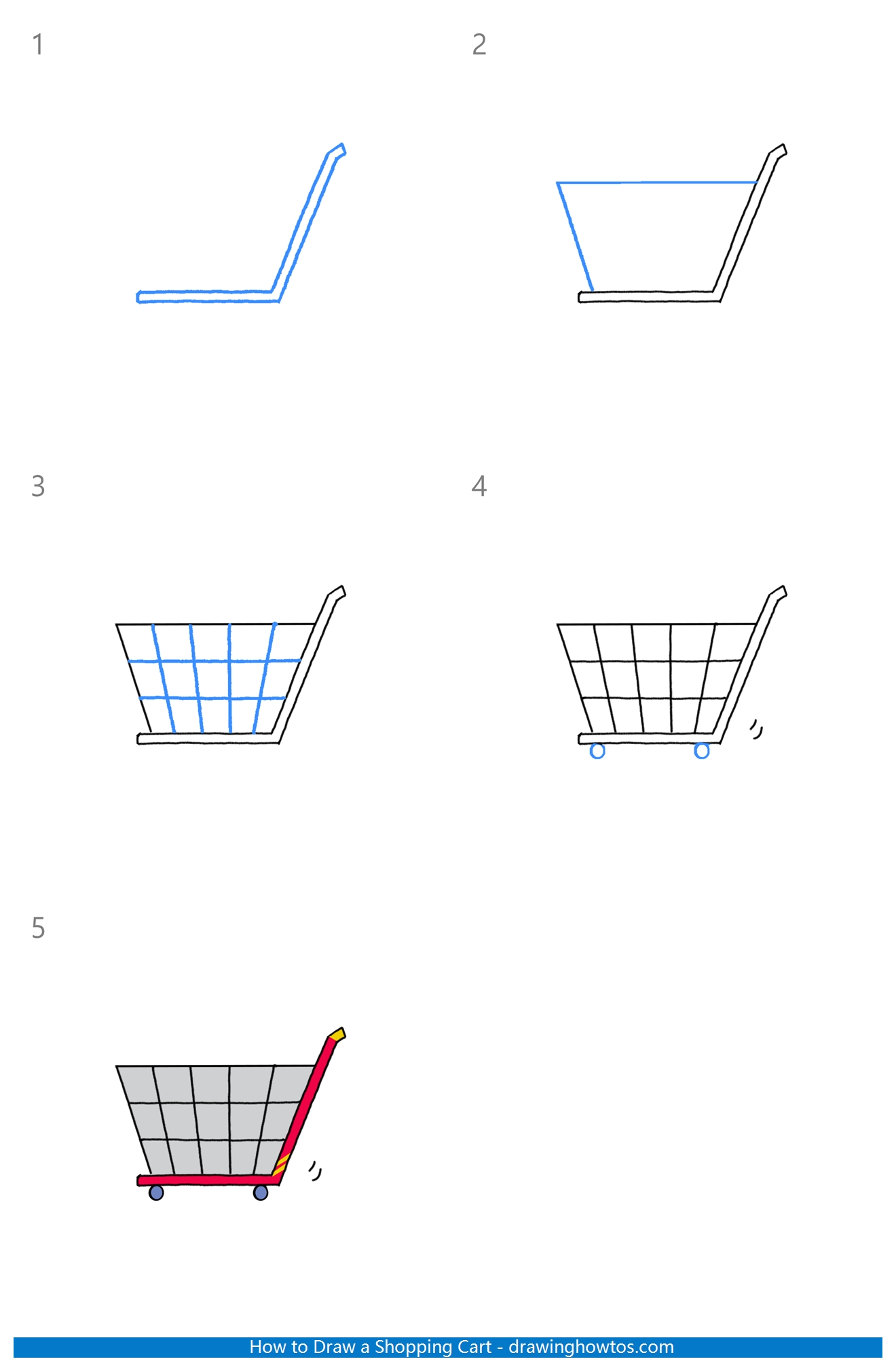 How to Draw a Shopping Cart Step by Step