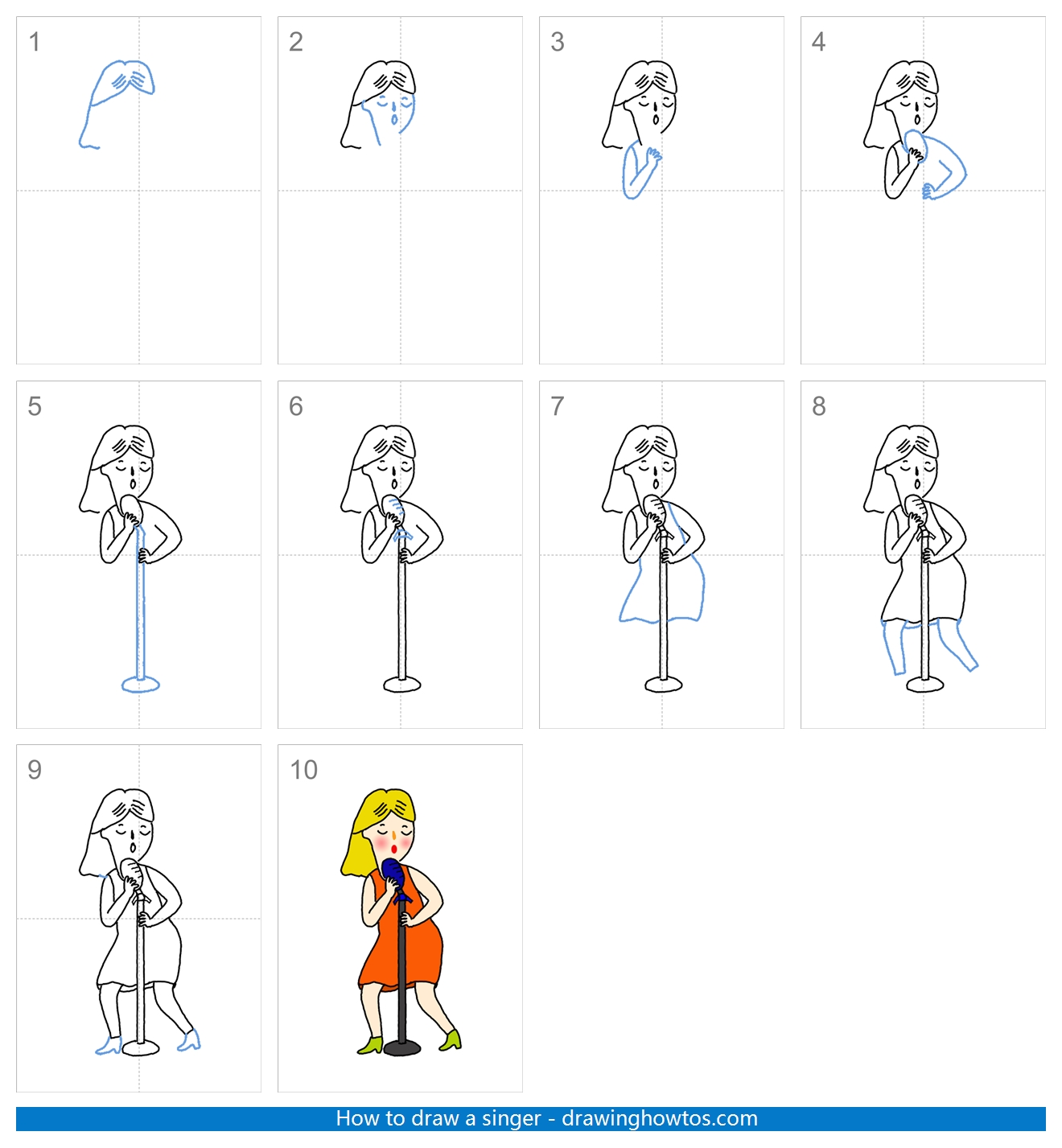 How to Draw a Singer Step by Step