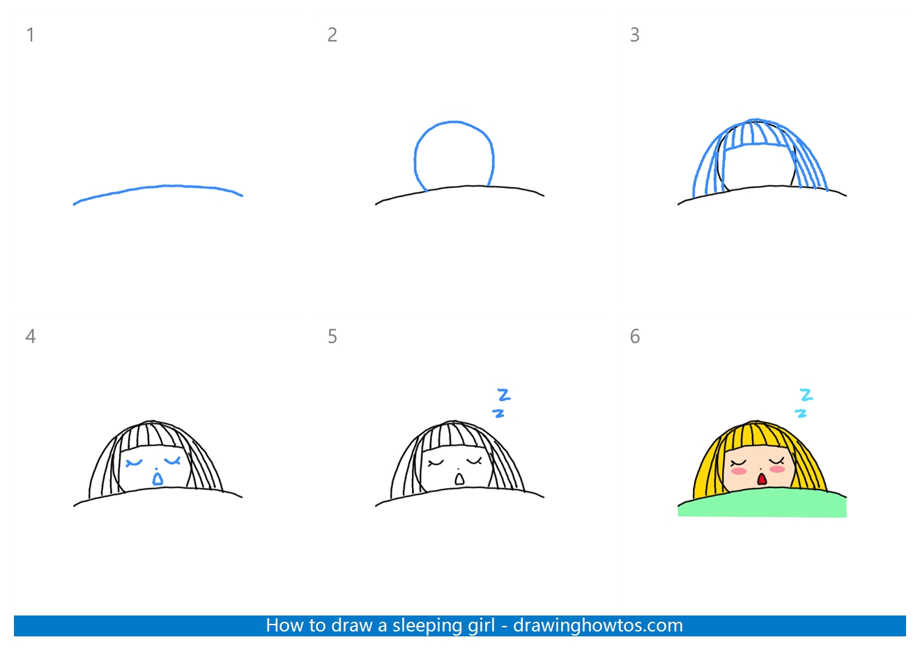 How to Draw a Sleeping Girl Step by Step