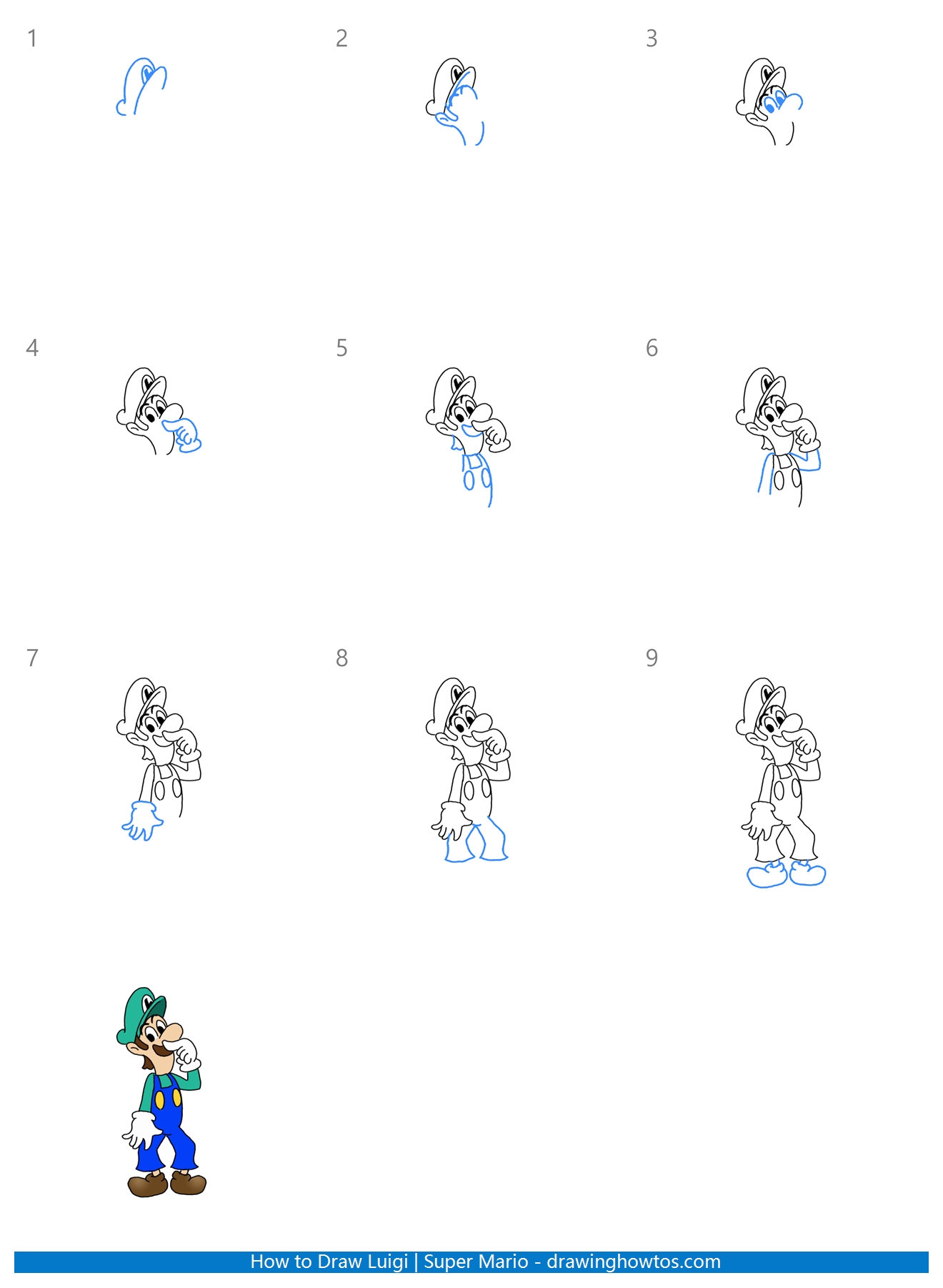 How to Draw Luigi | Super Mario Step by Step