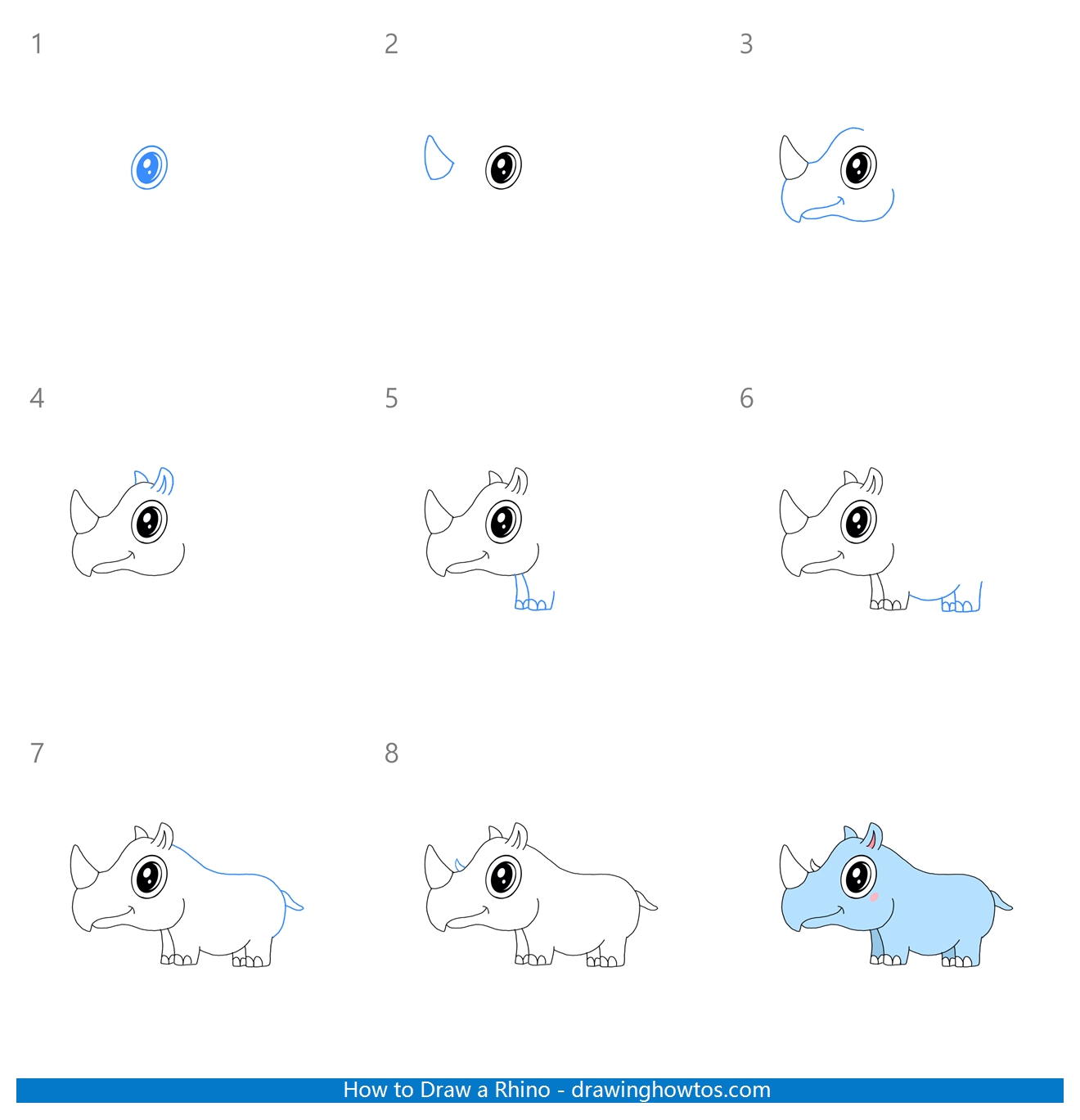 How to Draw a Rhino Step by Step