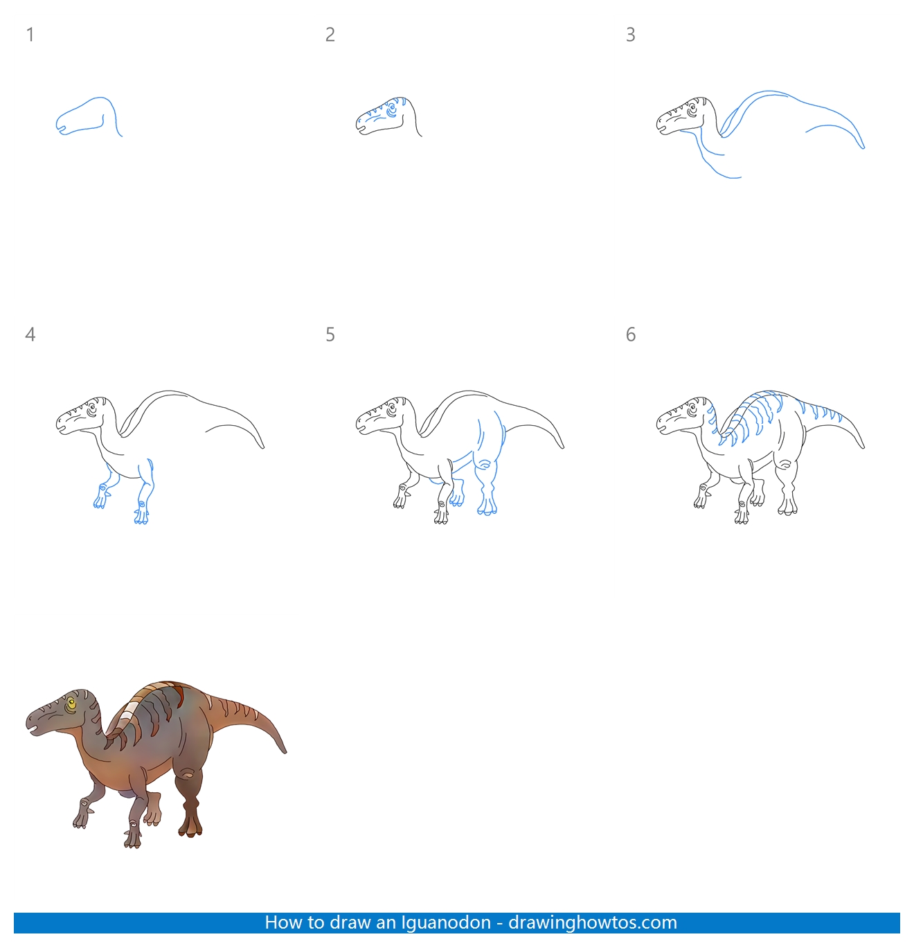 How to Draw an Iguanodon Step by Step