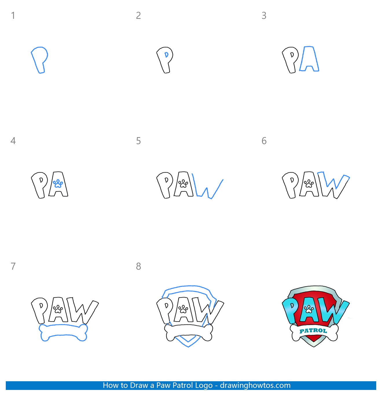 How to Draw Paw Patrol Logo Step by Step