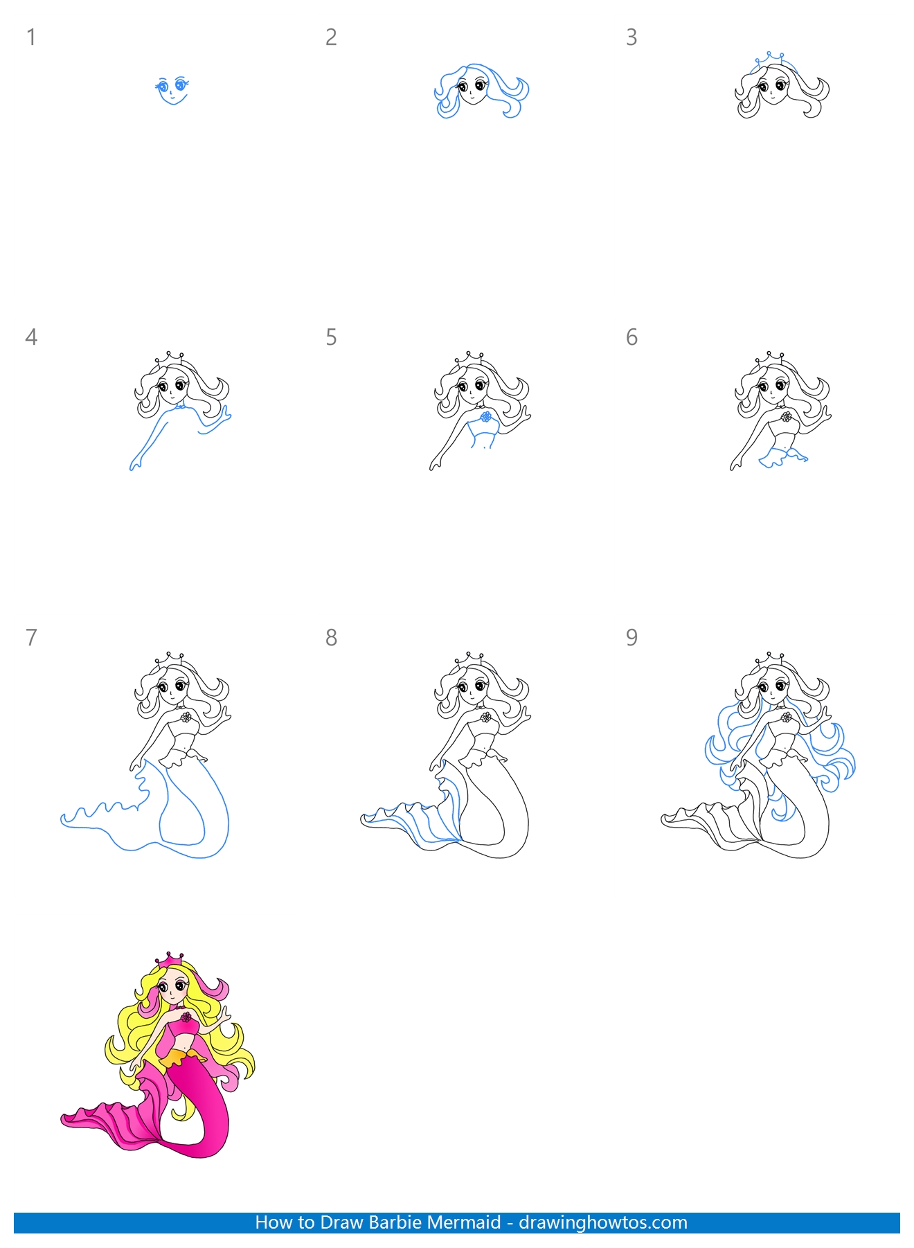 How to Draw a Barbie Mermaid Step by Step