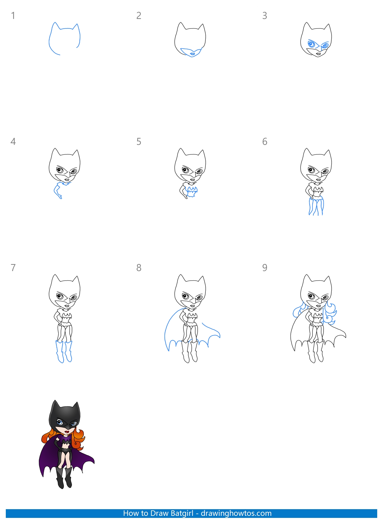 How to Draw a Batgirl Step by Step