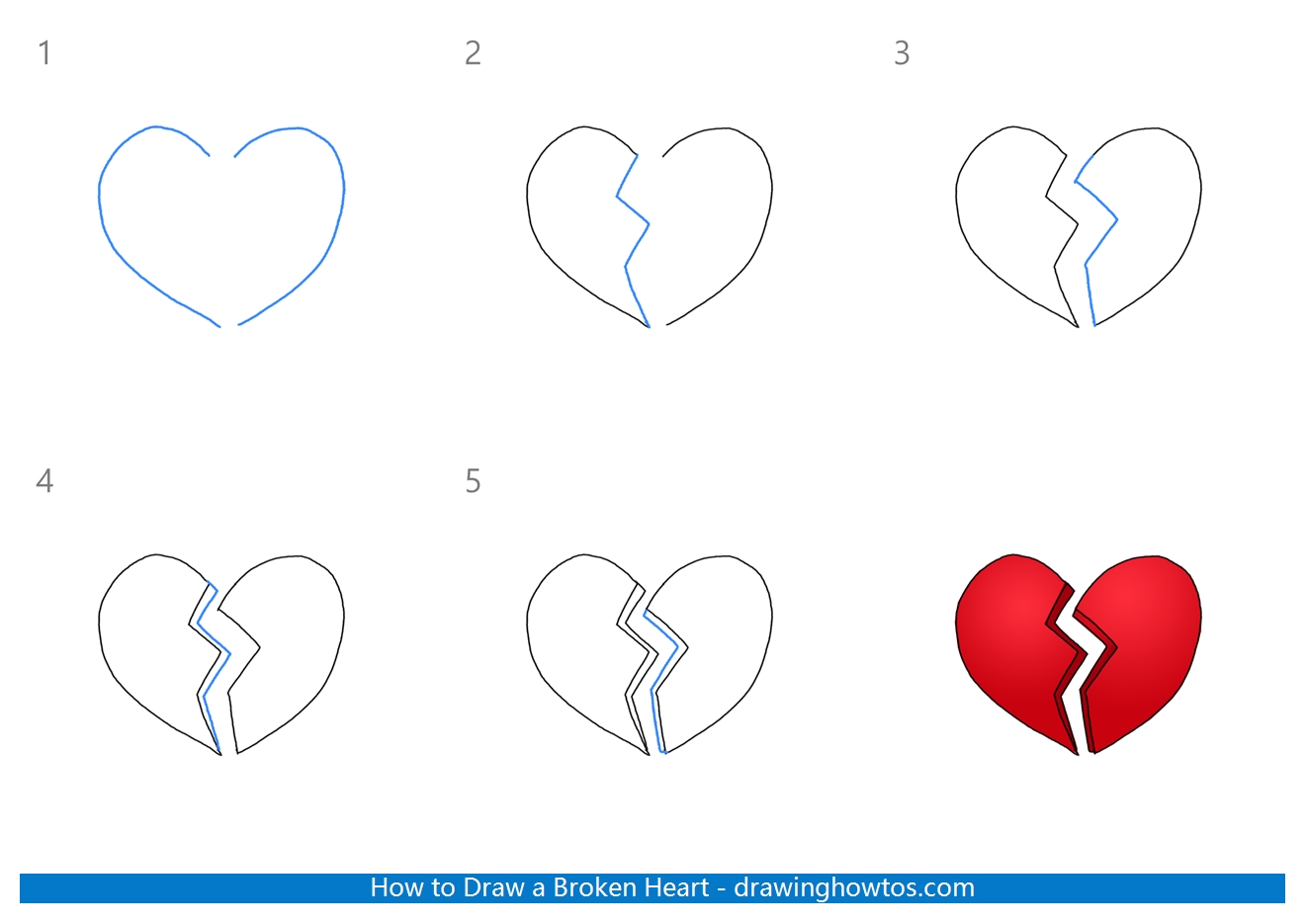 How to Draw a Broken Heart Step by Step