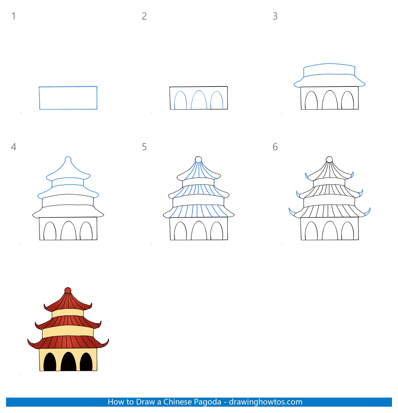 How to Draw a Chinese Pagoda Step by Step