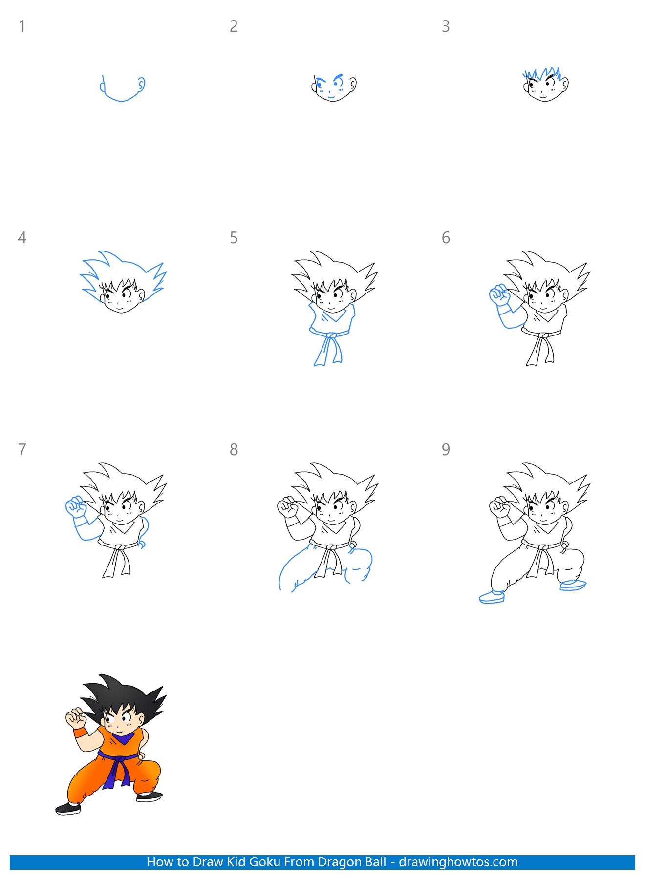 How to Draw Kid Goku from Dragon Ball Step by Step