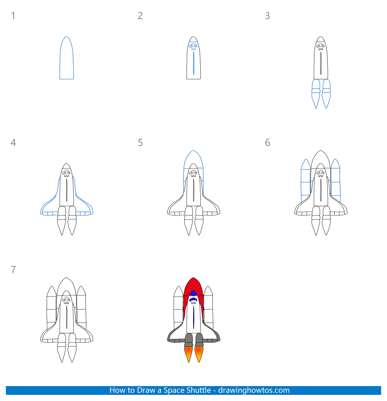 How to Draw a Space Shuttle Step by Step