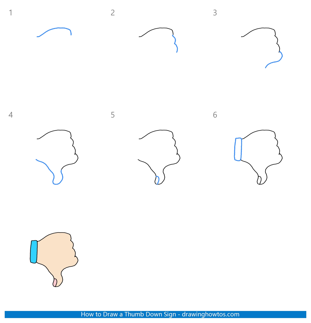How to Draw a Thumb Down Sign Step by Step