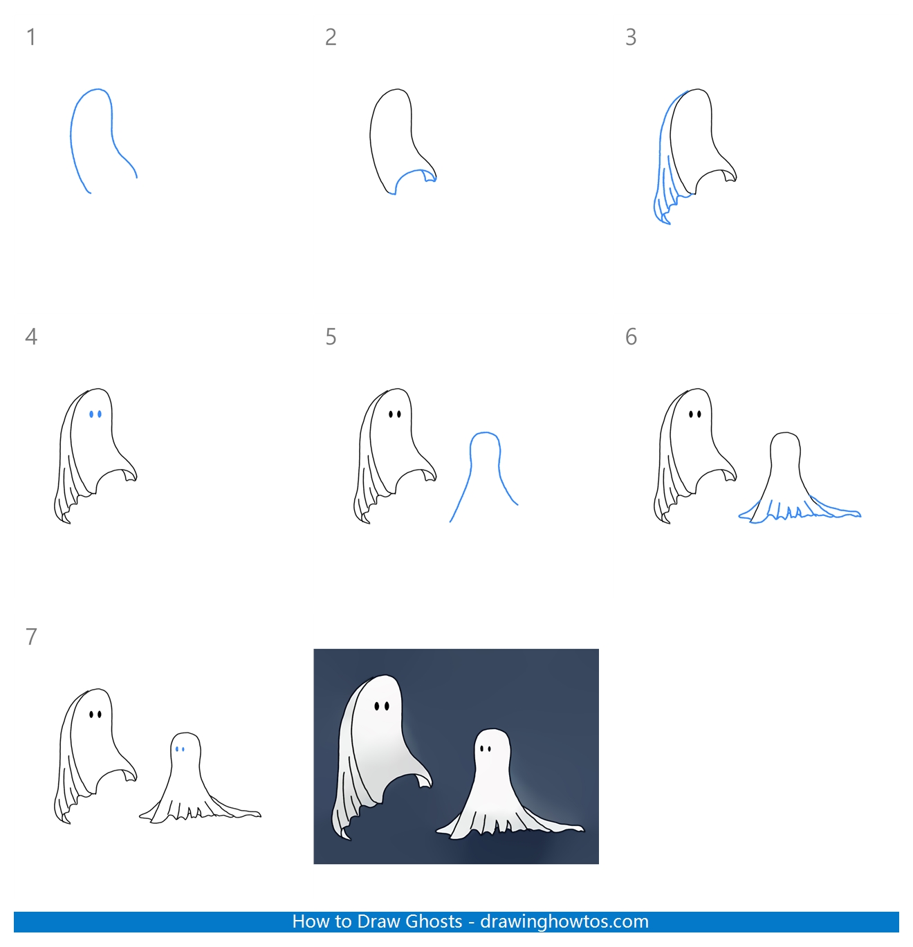 How to Draw Ghosts Step by Step