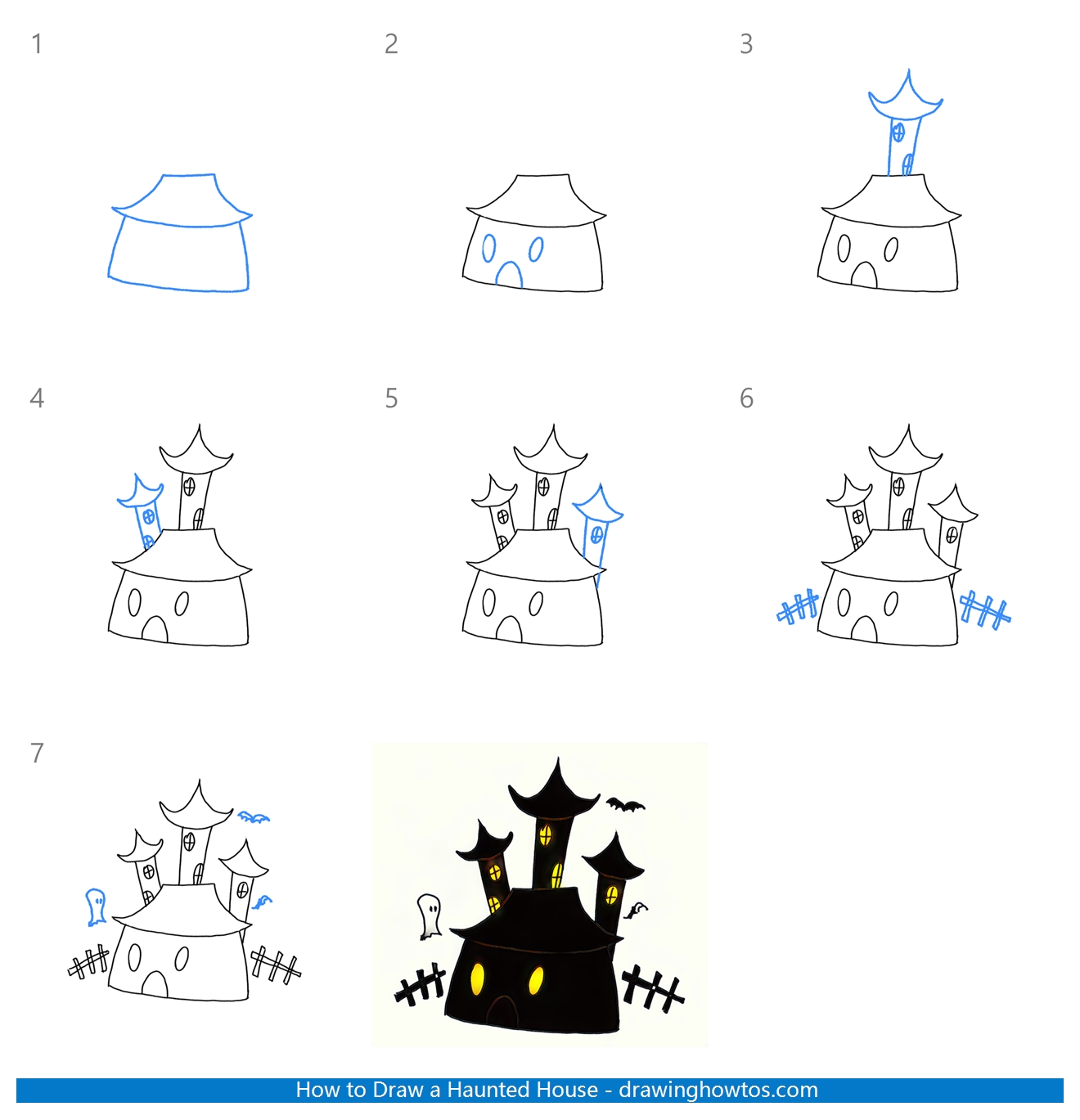 How to Draw a Haunted House Step by Step