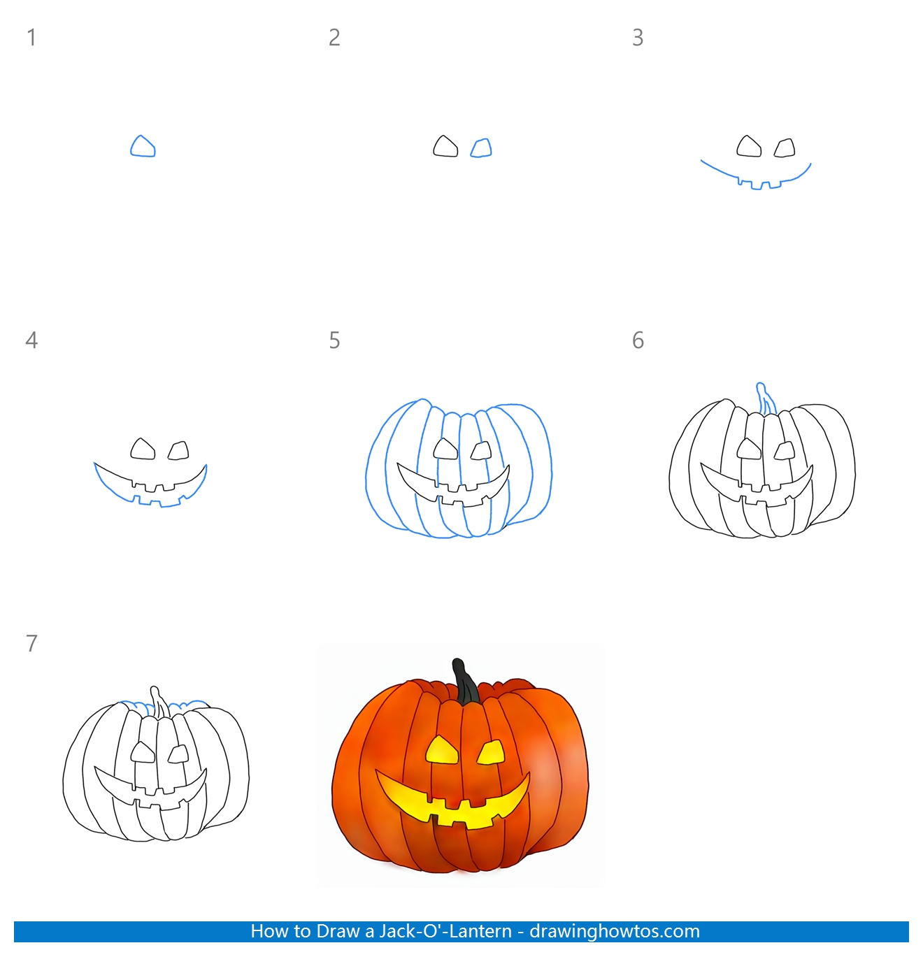 How to Draw a Halloween Pumpkin Jack-o-Lantern Step by Step