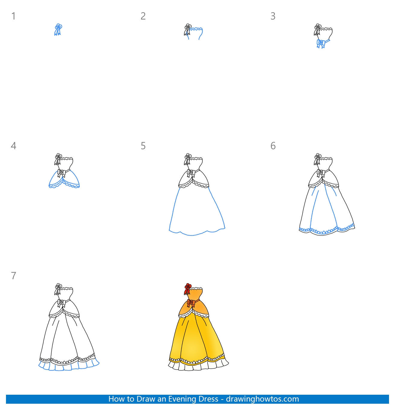 How to Draw an Evening Dress Step by Step