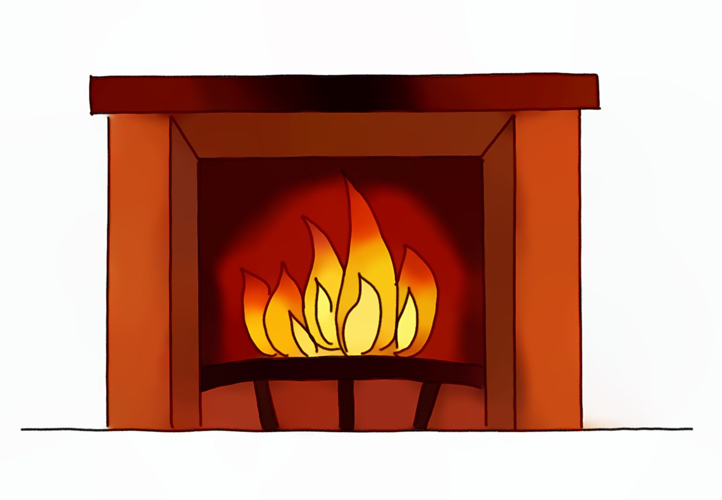 How to Draw a Fireplace Easy