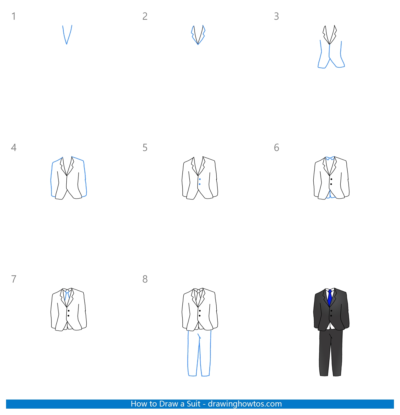 How to Draw a Suit Step by Step