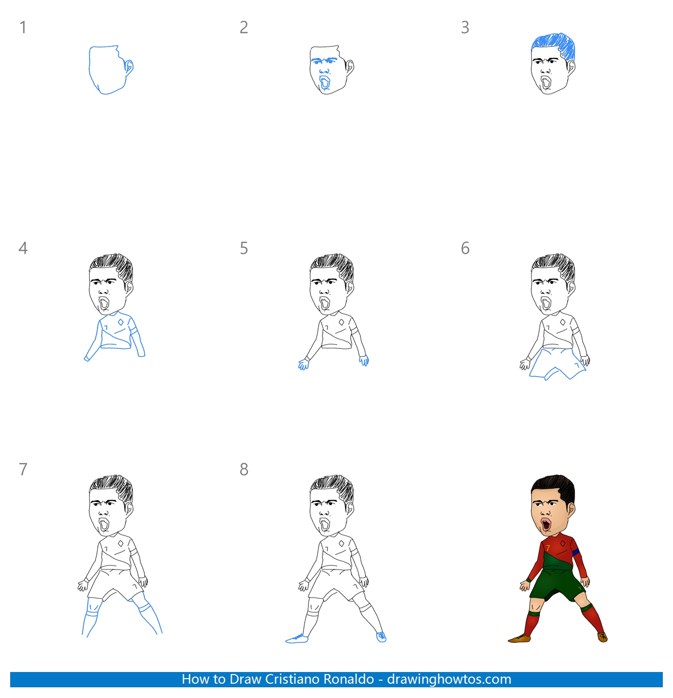 How to Draw Cristiano Ronaldo Step by Step Easy Drawing Guides