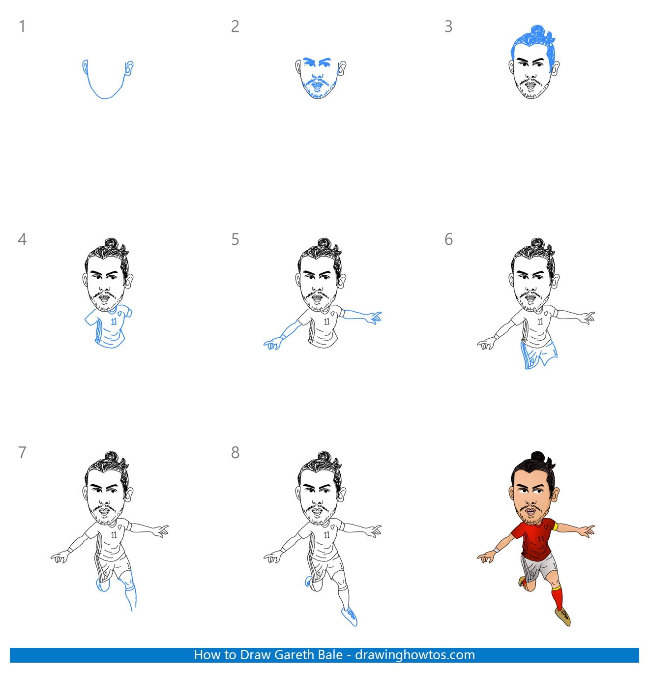 How to Draw Gareth Bale Step by Step