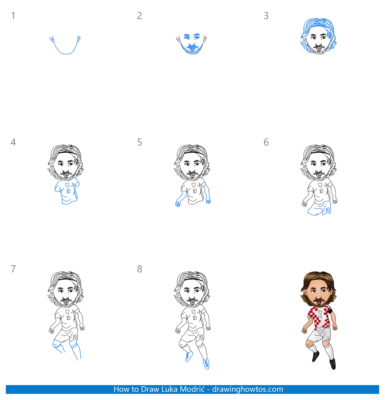 How to Draw Luka Modrić Step by Step