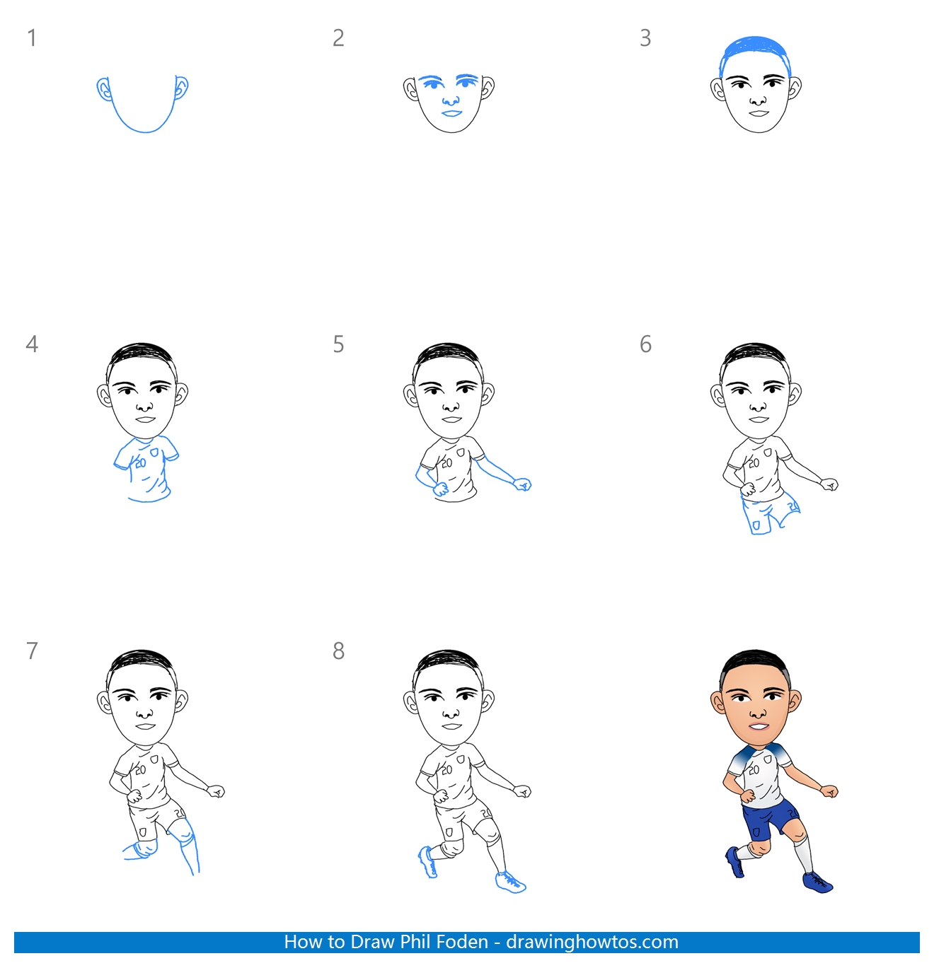 How to Draw Phil Foden Step by Step