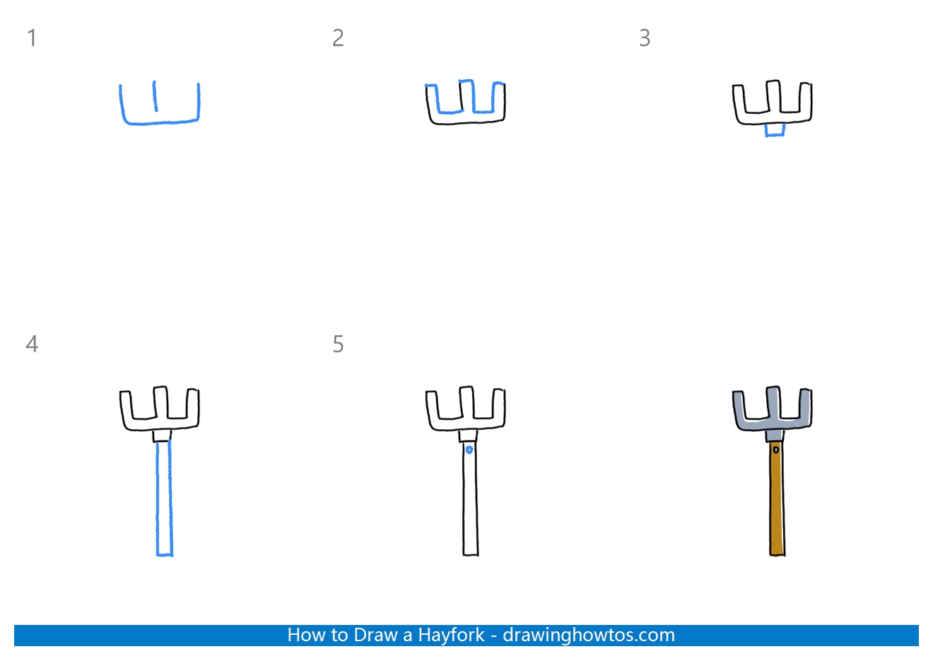 How to Draw a Hayfork Step by Step